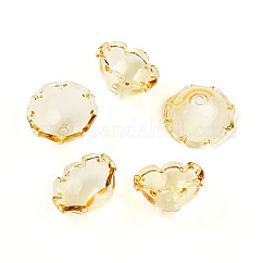Cono de cuentas de vidrio para hacer campanas de viento, multi-pétalo, flor, vara de oro pálido, 21~24.5x13mm, agujero: 2 mm