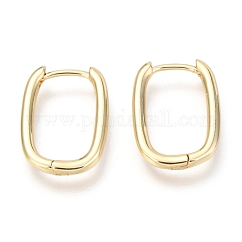Messing huggie Creolen, Oval, echtes 18k vergoldet, 16x12x2 mm, Stift: 1 mm