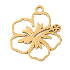 Ionenplattierung (IP) 304 Edelstahlanhänger, Laserschnitt, golden, Blume, 24.5x22x1 mm, Bohrung: 2.5 mm