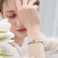 Плетеный браслет из бисера с кристаллами и стразами&nbsp;BJEW-SW00037-05