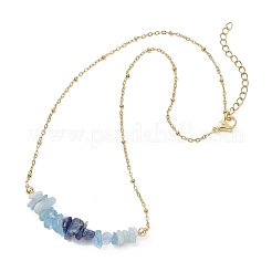 Женские подвески-цепочки с подвесками из натурального лазурита и аквамарина NJEW-JN05608