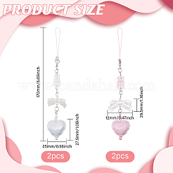 4шт 2-х цветный сплав с акриловым брелоком AJEW-GL0002-69