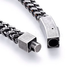 304ステンレススチールチェーンブレスレット  バヨネット留め金付き  アンティークシルバー  8-5/8インチ（22cm）  6.5x6.5mm&nbsp;BJEW-L631-45AS