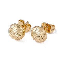 Placcatura a cremagliera in ottone semicircolare con orecchini a bottone a vortice da donna&nbsp;EJEW-F294-02G