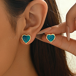 Серьги-гвоздики в форме сердца из нержавеющей стали&nbsp;ZQ8319-4