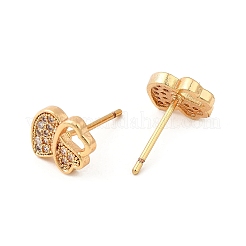 Женские серьги-гвоздики из латуни с микропаве и прозрачным кубическим цирконием&nbsp;EJEW-G428-25G-07