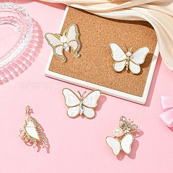 5 шт. 5 стиля броши-бабочки из сплава со стразами&nbsp;JEWB-CJ0001-33