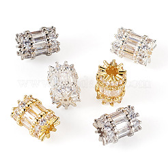 6 шт. 3-цветные латунные микро-прозрачные кубические циркониевые бусины&nbsp;KK-TA0002-94