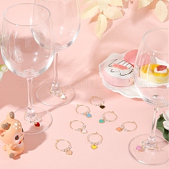 Подвески для бокалов из эмали из сплава сердца AJEW-SC0002-06