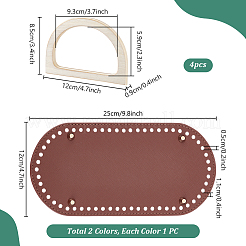 2 stücke 2 farben oval pu leder stricken häkeln taschen nagel boden shaper pads&nbsp;DIY-PH0029-30B