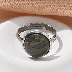 Bagues demi-rondes en agate indienne naturelle&nbsp;RJEW-M062-01P-22