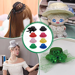 7 Stück 7 Farben Polyester runder Fascinator Hut für Puppen&nbsp;DIY-BC0015-81