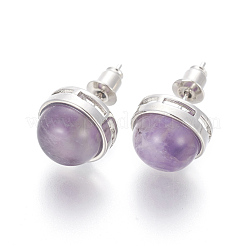 Природный аметист серьги стержня EJEW-F162-H07