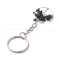 Брелки из натурального лунного камня и натурального обсидиана&nbsp;KEYC-JKC00754-01