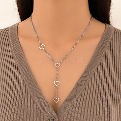 2 шт. 2 цвета 304 нержавеющая сталь цепочка в форме сердца y ожерелья для женщин&nbsp;NJEW-HY0001-21