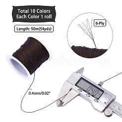 ポリエステル編組メタリックコード  DIYの編みこみのブレスレット作りと刺繡のために  ミックスカラー  0.4mm  6プライ  50 m /ロール  10色  1ロール/カラー  10のロール/セット&nbsp;OCOR-PH0003-80