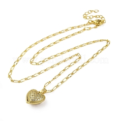 Латунные прозрачные кубические цирконии ожерелья с подвеской в виде сердца для женщин&nbsp;NJEW-R100-01G