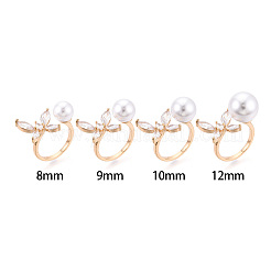 Кольцо-манжета в форме бабочки из латуни с микропаве из прозрачного кубического циркония для полупросверленных бусин KK-T076-47G