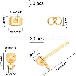 60 шт. 2 стиля латунных сережек-гвоздиков&nbsp;KK-CA0001-35G