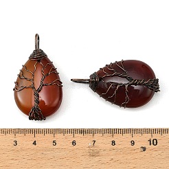 Pendenti avvolti in filo di rame naturale (tinto e riscaldato) con corniola&nbsp;G-D102-06R