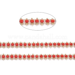 Латунные граненые стеклянные цепочки ручной работы из бисера&nbsp;CHC-F012-04A