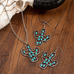 Комплекты из ожерелий и серег с подвесками из сплава кактуса и акрила FS-WG5E564-01