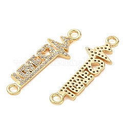 Breloques connecteurs en laiton Shegrace avec micro-pavé de zircone cubique transparente&nbsp;XGRQ3D931-494G
