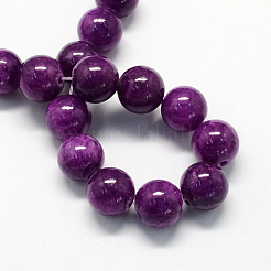 Chapelets de perles de pierres en jade jaune teinte&nbsp;X-G-R271-8mm-Y11