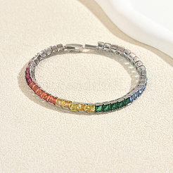 Bracelets de tennis en laiton arc-en-ciel sertis de zirconiums cubiques pavés&nbsp;FS8107