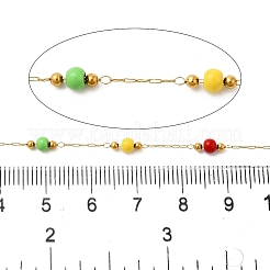 Цепочки ручной работы из нержавеющей стали 304 и синтетических бирюзовых бусин CHS-L031-04G