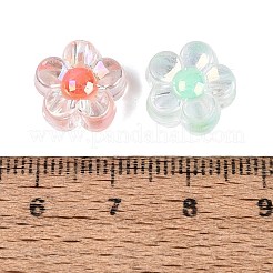 透明プラスチックビーズ  花  二層ビーズ  ABカラーメッキ  ミックスカラー  12x12.5x6mm  穴：2.5mm  約1000個/500g&nbsp;KY-Q010-28