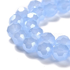 電気メッキガラスビーズセット  ファセット（32ファセット）  パール光沢メッキ  ラウンド  コーンフラワーブルー  8mm  穴：1mm  約66~69個/連  19.29~19.57インチ（49~49.7cm）&nbsp;EGLA-A035-J8mm-A03