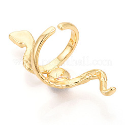 Impostazioni per anello a perno con coppa in zirconia cubica micro pavé in ottone a forma di serpente&nbsp;LS-KK-N274-40G