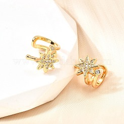 Латунные серьги-манжеты из прозрачного кубического циркония&nbsp;EJEW-F370-21G