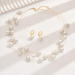 Многослойные ожерелья и серьги из стеклянных круглых бусин для женщин HD1365