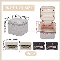 Портативные коробки для хранения ювелирных изделий из искусственной кожи на молнии с 4 вставным мешком&nbsp;CON-WH0202-001D