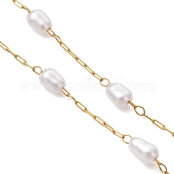 Handgefertigtes Gliederarmband aus 316er chirurgischem Edelstahl mit Kunststoffimitatperlen&nbsp;AJEW-JB01589
