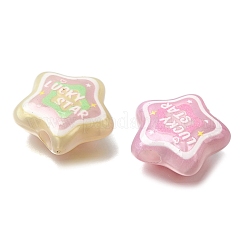 Прозрачные акриловые европейские бусины с принтом OACR-P033-05