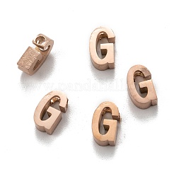 イオンプレーティング（IP）304ステンレススチールチャーム  アルファベット  ローズゴールド  文字.g  8.5x5x3mm  穴：1.8mm&nbsp;STAS-K216-41G-RG