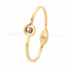 Кристалл горный хрусталь плоский круглый браслет с римскими цифрами&nbsp;BJEW-N017-011LG