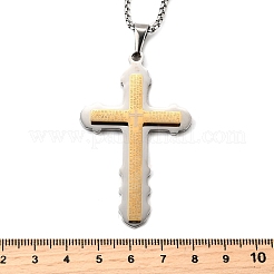Подвески-кресты из нержавеющей стали 201 для женщин NJEW-M105-03PG
