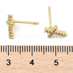 Messing Micro Pave klare Zirkonia Ohrstecker&nbsp;EJEW-R016-26G-18