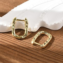 Текстурированные прямоугольные латунные серьги-кольца EJEW-B007-02G