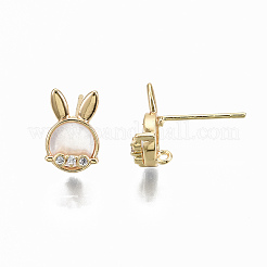 Серьги-гвоздики с микропрозрачным кубическим цирконием из латуни KK-R114-02-NF