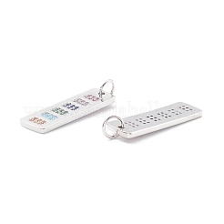 真鍮マイクロペーブカラフルな立方ジルコニアペンダント  カドミウムフリー＆鉛フリー  長方形  プラチナメッキ  29x8.5x1.5mm  穴：4.4mm&nbsp;X-KK-B048-01P