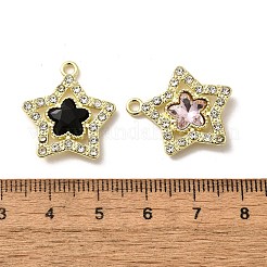 合金ペンダント  ラインストーンとガラス付き  鉛フリー＆カドミウムフリー＆ニッケルフリー  ラックめっき  スター  混合colorr  ゴールドカラー  22x20x4mm  穴：1.8mm&nbsp;FIND-H015-24G