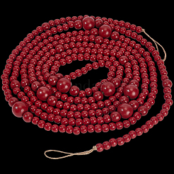 Круглая деревянная гирлянда из бисера для украшения елки&nbsp;AJEW-WH20019-63