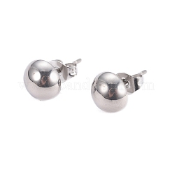 304ステンレススチールスタッドピアス  低刺激性のイヤリング  耳ナッツ  半円  ミックスカラー  8x5mm  ピン：0.7mm  6のペア/カード&nbsp;EJEW-I236-01