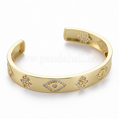 Micro en laiton pavent zircone cubique bracelets manchette&nbsp;BJEW-Q700-002-NF