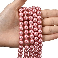 Круглые бусины из экологически чистого окрашенного стекла с жемчугом&nbsp;HY-A002-10mm-RB109